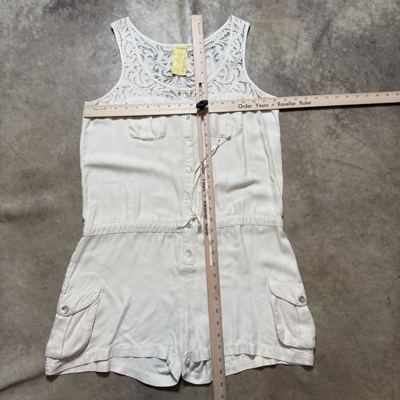 Da Nang Romper Womens Size M Beige 100% Silk Pockets Surplus‎ Lace Top - Picture 4 of 12